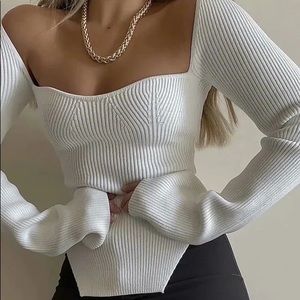 Sweetheart Neckline Knit Top